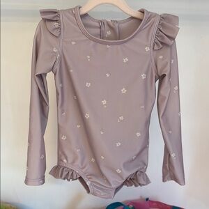 Lilac Long Sleeve Ruffle swimsuit Jamie Kay